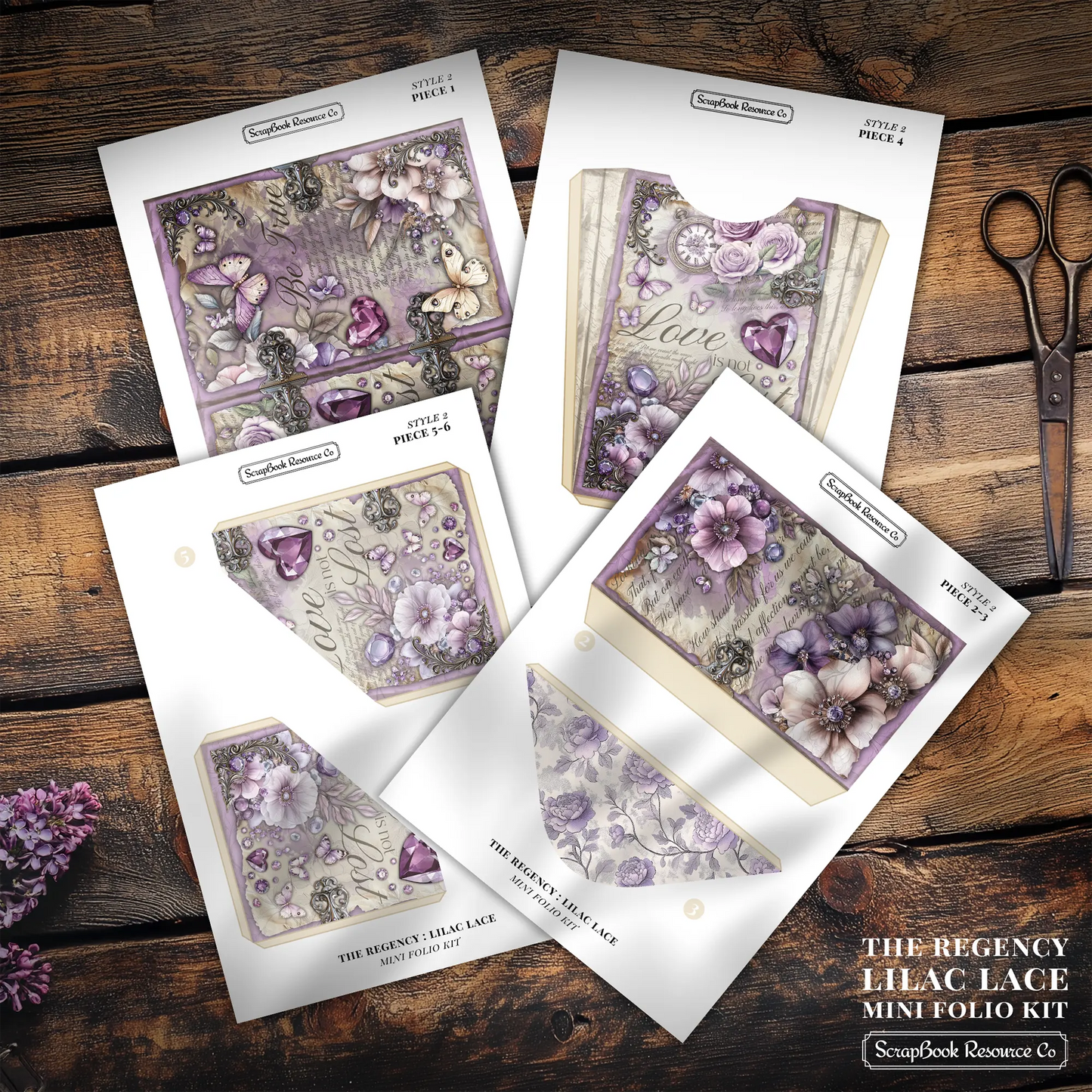 The Regency Lilac Lace Mini Folio Kit Style 2 DIGITAL DOWNLOAD