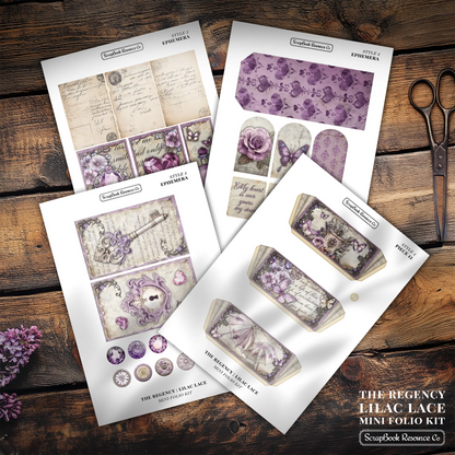 The Regency Lilac Lace Mini Folio Kit Style 2 DIGITAL DOWNLOAD