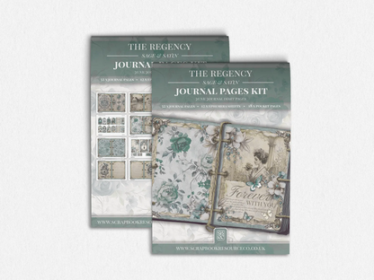The Regency Sage and Satin Junk Journal Diary Pages Kit