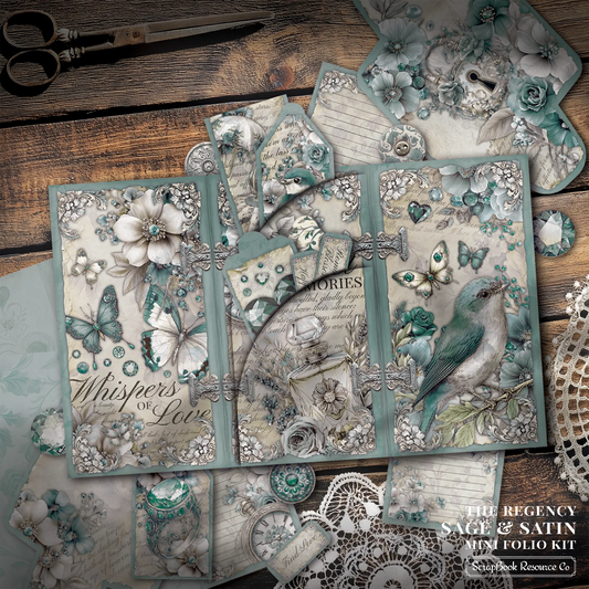 The Regency Sage & Satin Mini Folio Kit Style 3 DIGITAL DOWNLOAD